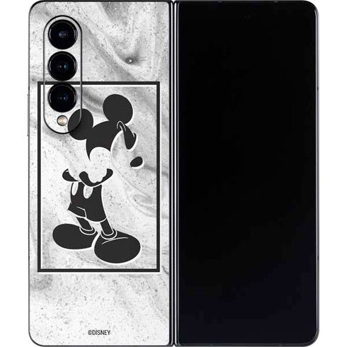 Disney Mickey Mouse Shape on Marble Galaxy Z Fold4 5G Skin